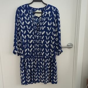 Maeve Blue and White Pintock Dress